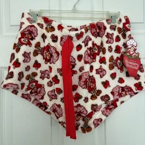 Red and White Fleece Women Shorts